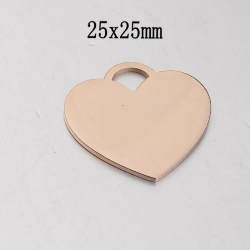 20pcs/lot 100% Stainless Steel Mirror Polished 20mm 25mm Heart Tag Charm Pendant for Bracelet Necklace DIY Jewelry Making Charms