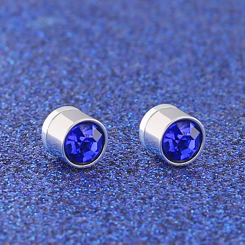 kpop Men\'s Earrings Stainless Steel Magnetic Ear Clip For Men Fake Piercing Multicolor Zircon Clip Earrings Male Accessories