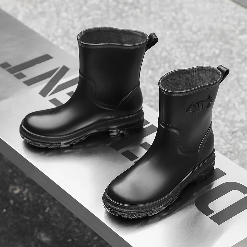 Bottes de pluie imperméables pour femmes, bottes de pluie de rinçage, coupe basse, tube court, chaussures d'eau en plastique