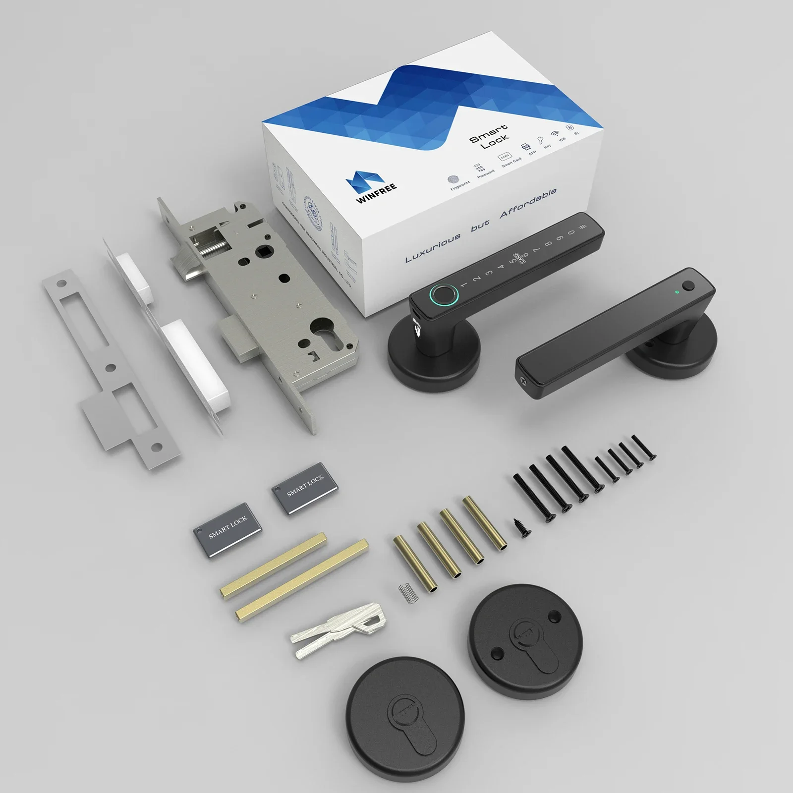 SMART Innentürschloss aus Holz, Tuya Bluetooth Smart Key Lock, Smart Card Passcode Fingerabdruck Keyless Lock Kombinationsvorhängeschloss