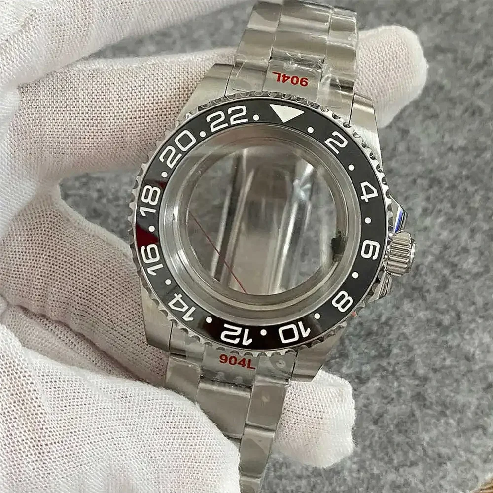 for NH35/NH36 40mm Transparent Bottom Watch Case+Sand Belt Strap Extension Buckle Flat Sapphire Glass Modifications Kit