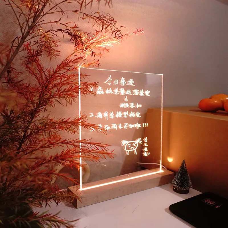 30cm Long Rectangular Wooden Led USB Light Display Base luminous Stand for Acrylic Plexiglass Resin Arts 3D Bedside Table Lamps