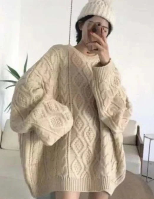 

Женский свободный длинный вязаный свитер, осенне-зимняя верхняя одежда, пуловер большого размера, модный повседневный свитер