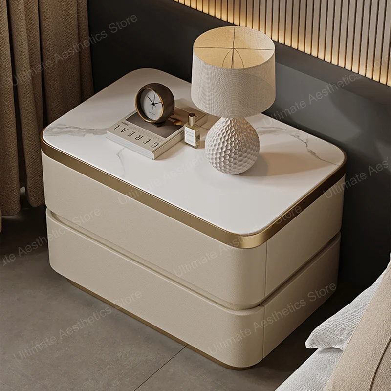 Style Modern Bedside Table Glamour Aesthetic Light Luxury Nightstand Drawers Storage Simple Mesa De Noche Bedroom Furniture