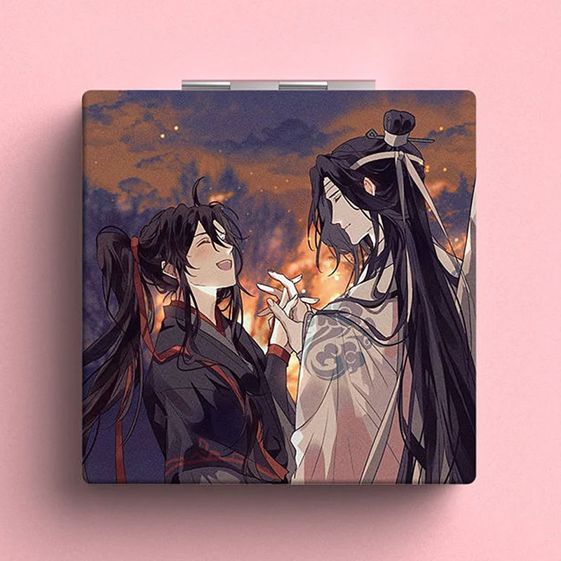 Grandmaster do cultivo demoníaco mo dao zu shi dobrável espelho de maquiagem dupla face anime bonito portátil viagem meninas ampliação