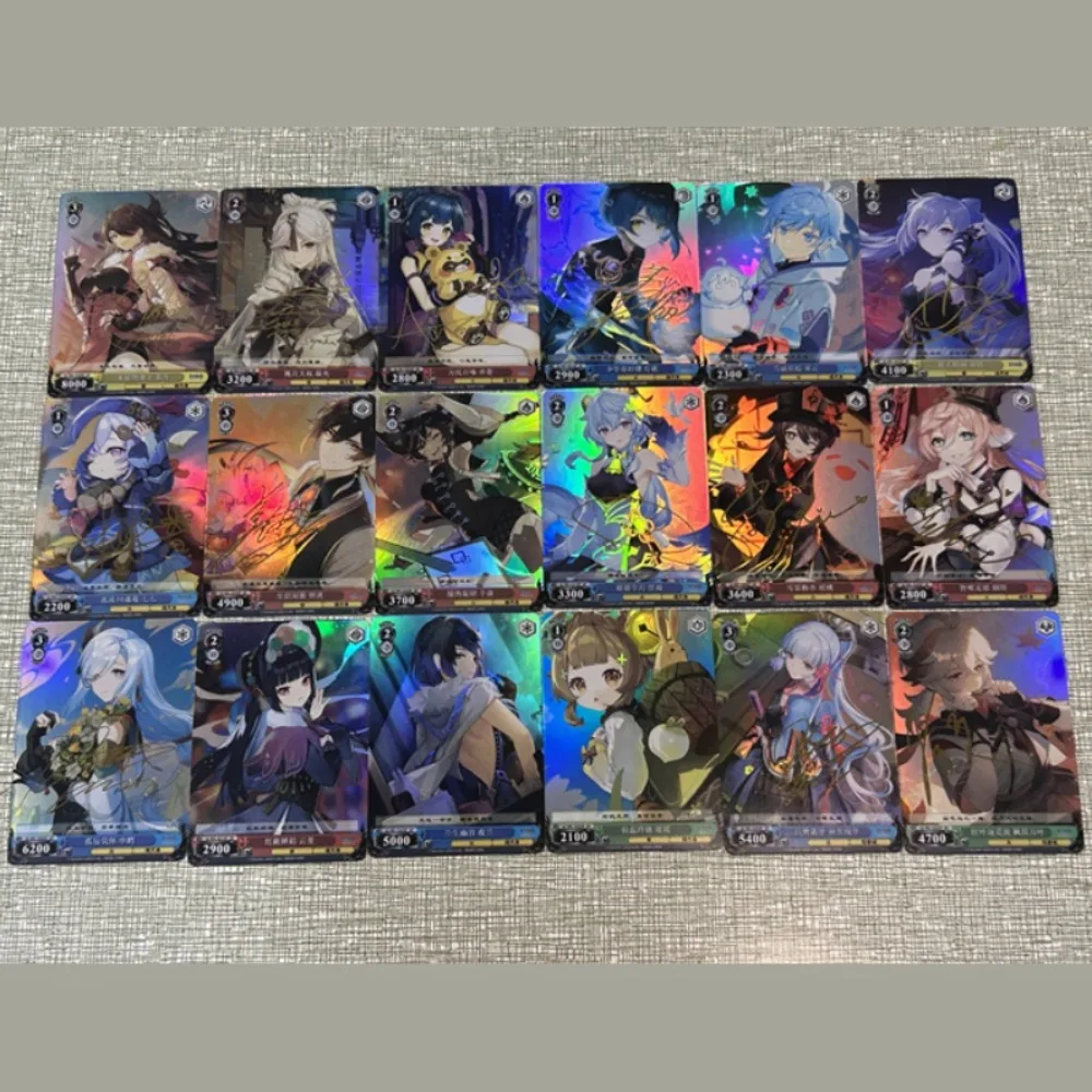 DIY Self Made Genshin Impact Ganyu Kamisato Ayaka Nilou Flash Card Anime Peripheral Game Collection Card Holiday Gift