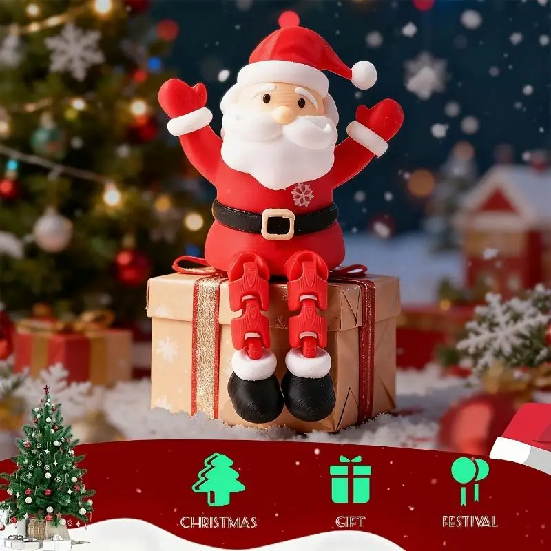 Santa Claus Figurine Sitting Dangling Leg Design Christmas Desktop Edge Ornament Festive Tabletop Decor Holiday Gift Xmas