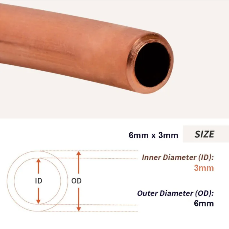 Bobine de tube en cuivre souple de haute qualité, fil de cuivre pur, tuyau de refroidissement de climatiseur, artisanat de bricolage, 99.9%, 1m, OD