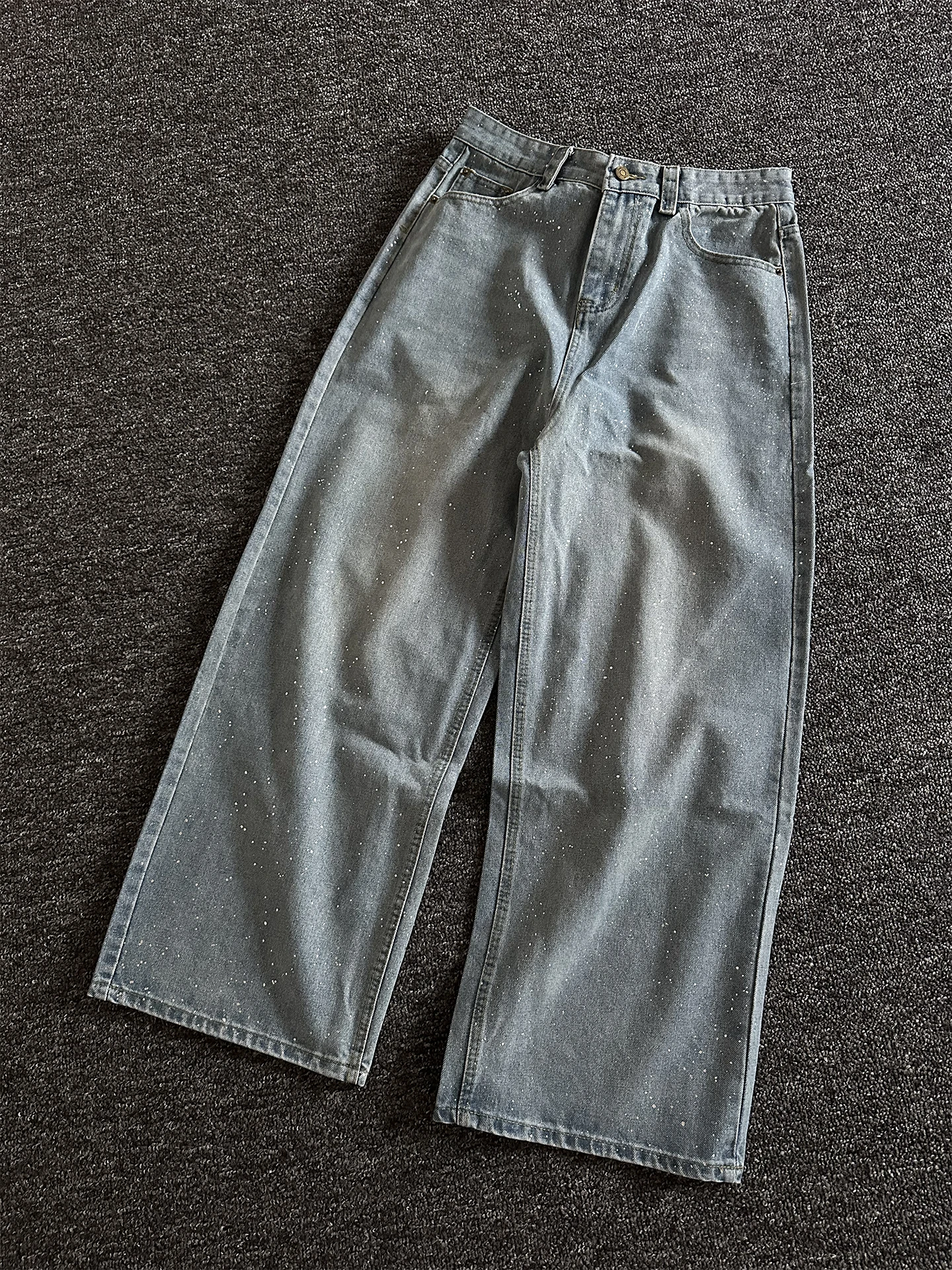 

Мужские джинсы с высокой талией, широкими штанинами, свободного прямого кроя, повседневные, длинные, светло-голубые, из хлопкового денима, модные