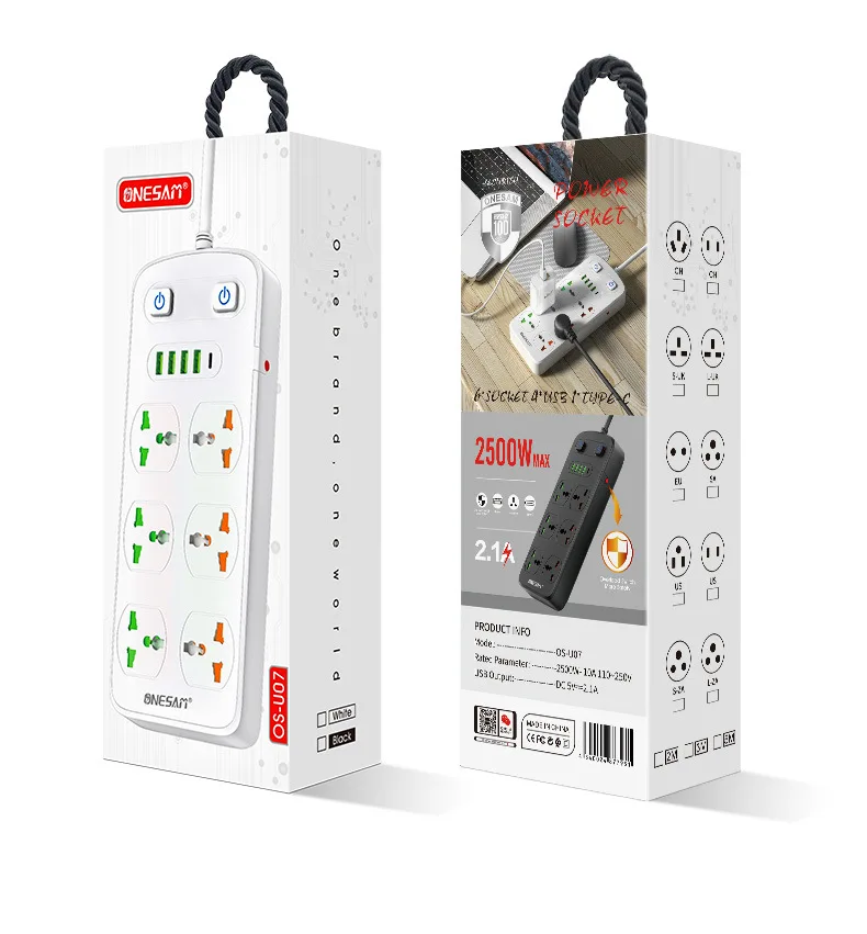 لوحة توصيل حماية من الحمل الزائد 4 USB مثبطات اللهب الأوروبية مع مقبس فتحة خاصة مع منع الصدمات الكهربائية