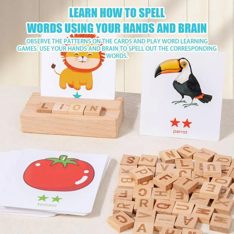 Wooden Letters Block Montessori Toy Cognitive Pairing Puzzle Learning Word Matching Puzzle Education Toys Children's Battle Game