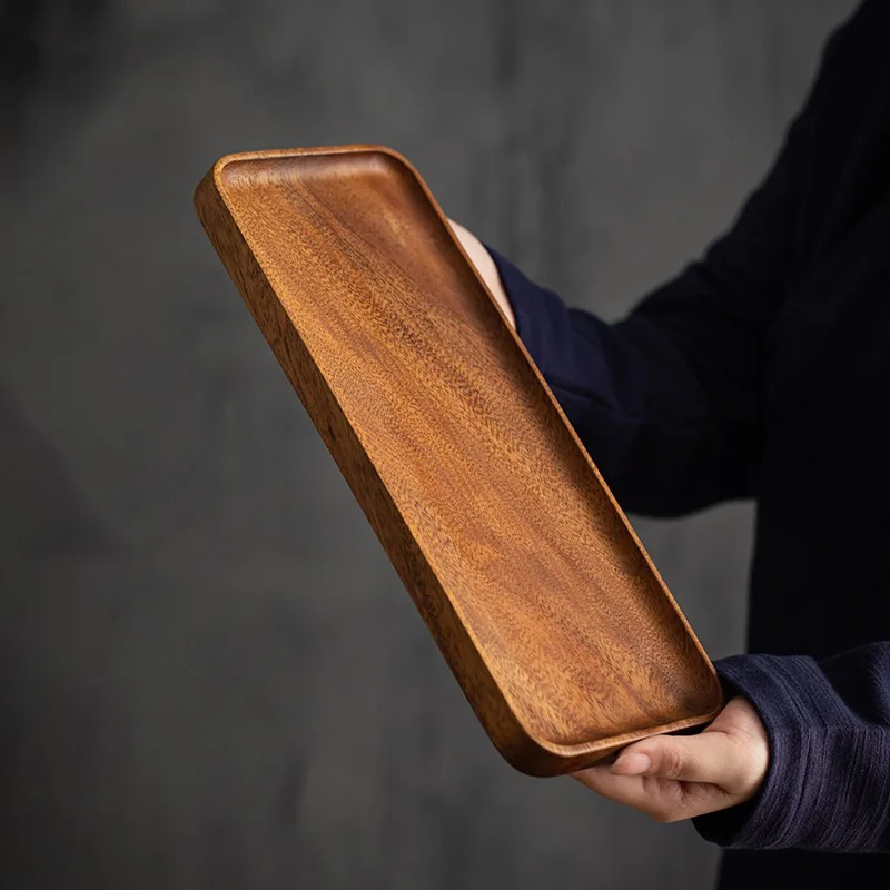 Walnut Tray Wooden Rectangular Refreshment Tray Nordic Modern Solid Wood Household Simple Tea Tray Dried Fruit Storage