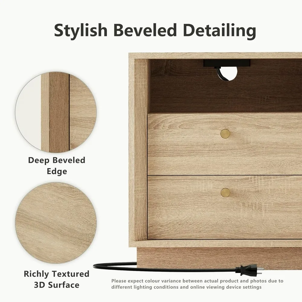 منضدة حديثة من منتصف القرن مع نسيج خشبي ومحطة شحن، وطاولة نهاية للتخزين بأدراج بوهيمية #4