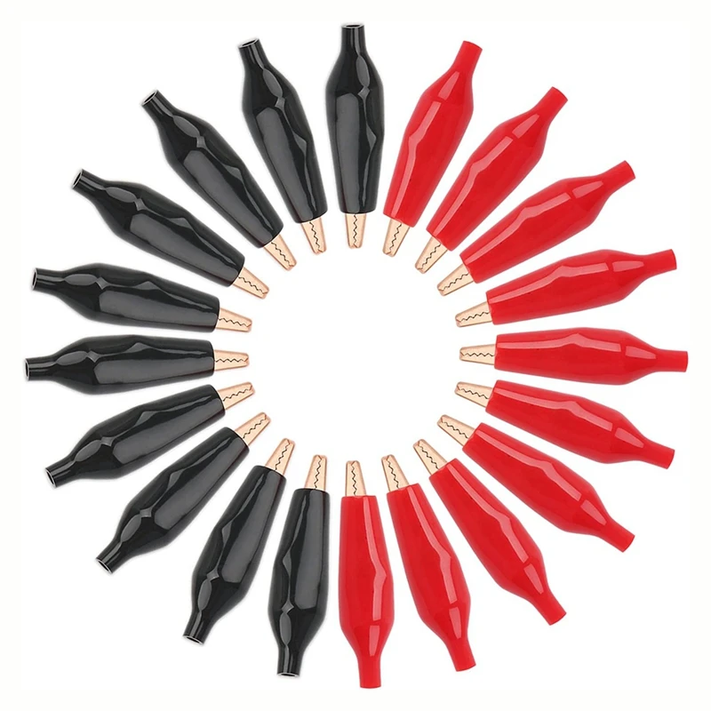 New 20Pc Copper Alligator Electric Clip Soft Insulated Cover Electrical Test Gator Clip Alligator Jumper Electric Test Clips