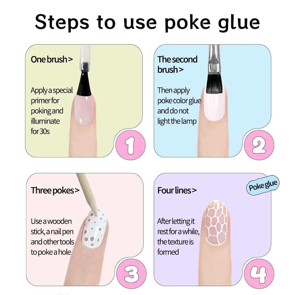 Kaniu Mocha Nail Poke Nail Art Colla Rosa Blu MarroneColore Onda Texture Foro in pizzo Pittura per unghie Gel artistico Uv Led Soak Off Vernice