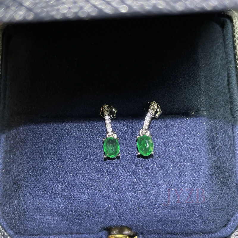 100% Natural 4*5 mm Emerald Jewelry 925 silver earrings for Goddess of fine jewelry