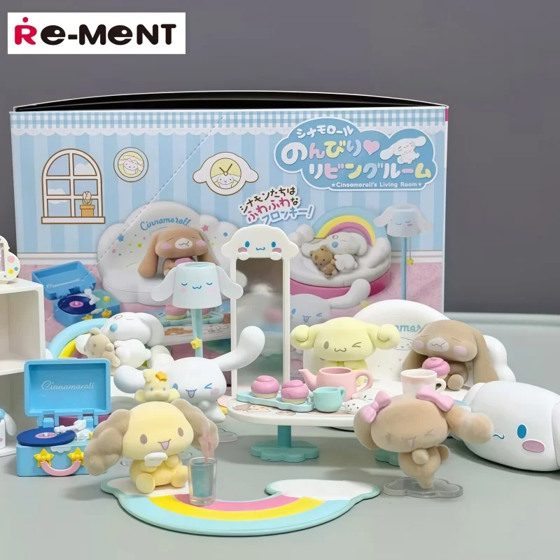

Re-Ment Sanrio Cinnamoroll Flocked Blind Box Miniature Relaxing Living Room Scene Food Toy Collectible Anime Figure Set For Fans