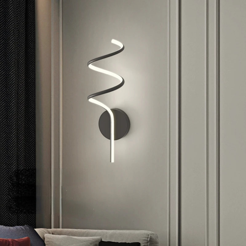 

Minimal LED Line Wall Lamp Creativity Nordic Spiral Bedroom Bedside Wall Sconce Led Lamp Corridor Living Room Wall Led Lighting