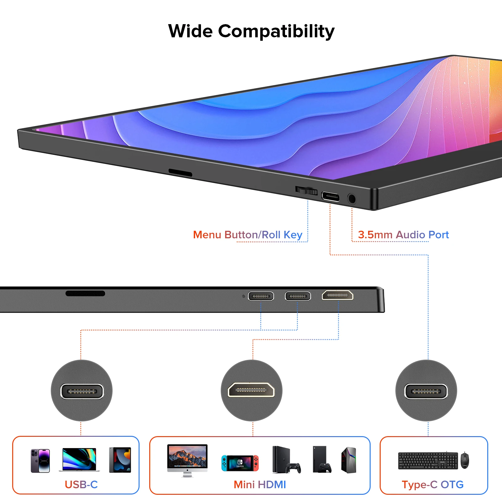 EVICIV Portable Monitor IPS Touch Screen 15.6inch 1080P USB C HDMI Computer Gaming Display for Switch PS5 Xbox Macbook Pro Phone