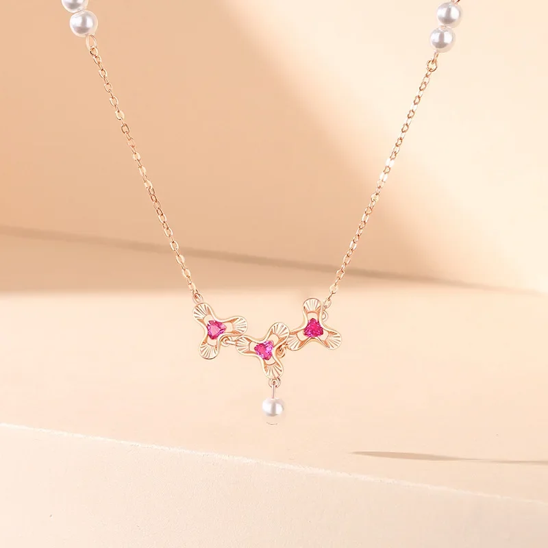 

S925 Sterling Silver Clover Necklace for Women's Pure Silver Small Fresh Flower Clavicle Chain Light Luxury Niche Pendant Chain
