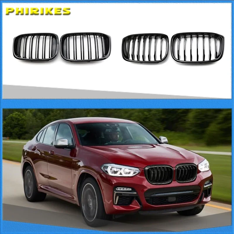 

1 Pair Front Grille Kidney Grill 1 Slat For BMW G01 G02 G08 X3 X4 2018 2019 2020 Car Styling Gloss Matte black Racing Grills