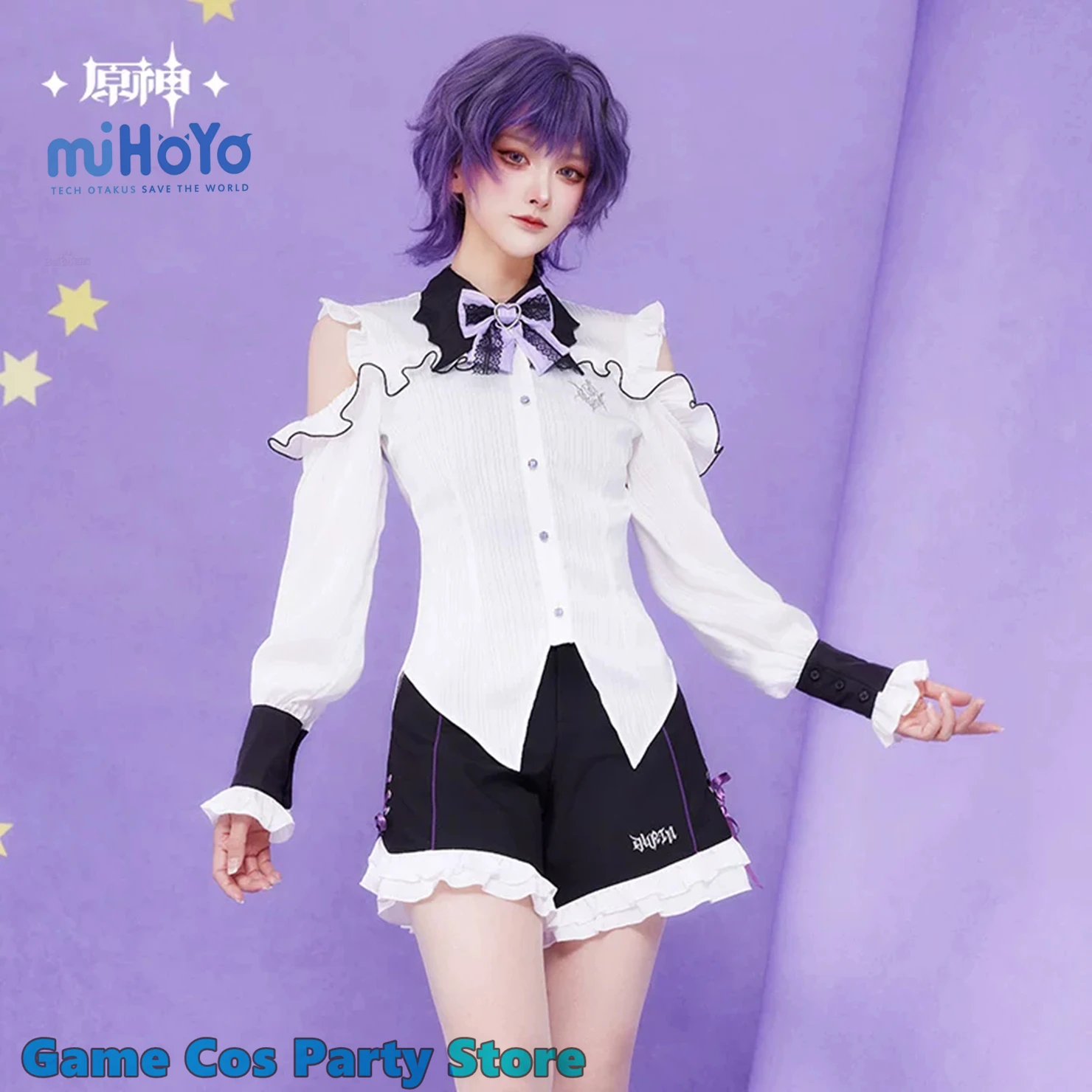 

[Genuine] Anime Game Genshin Impact Evil Dragon Durin Cosplay Costumes White Long-Sleeve Shirt JK Uniform Acrylic Pendant