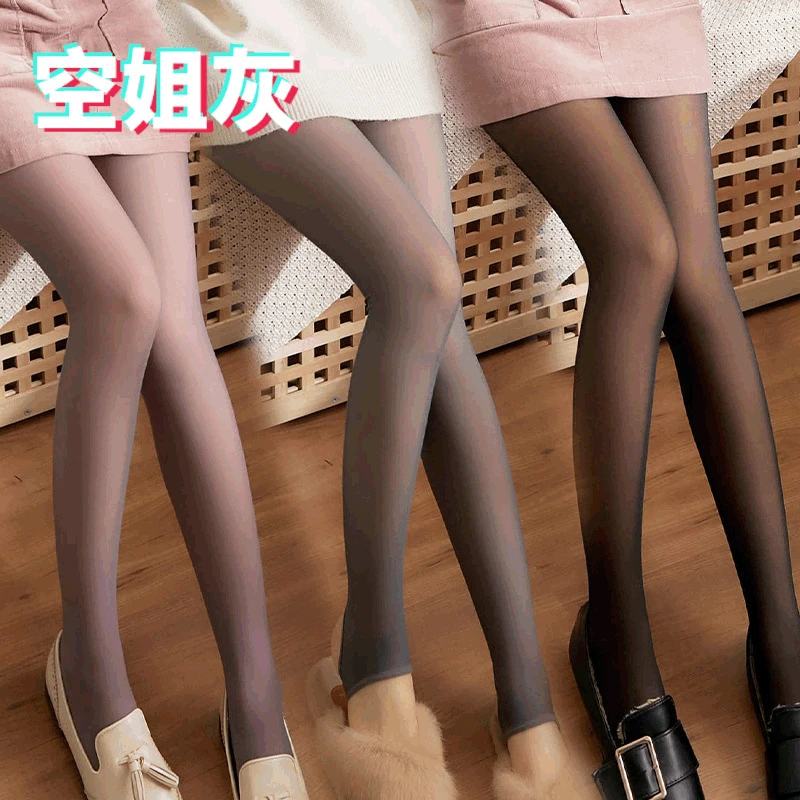 ฤดูหนาวผู้หญิง Pantyhose โปร่งแสงขนสัตว์ถุงเท้ากางเกงถุงเท้ายาวหน้าหนาวขนแกะ Tights กางเกง Legging ปลอม Pantyhose