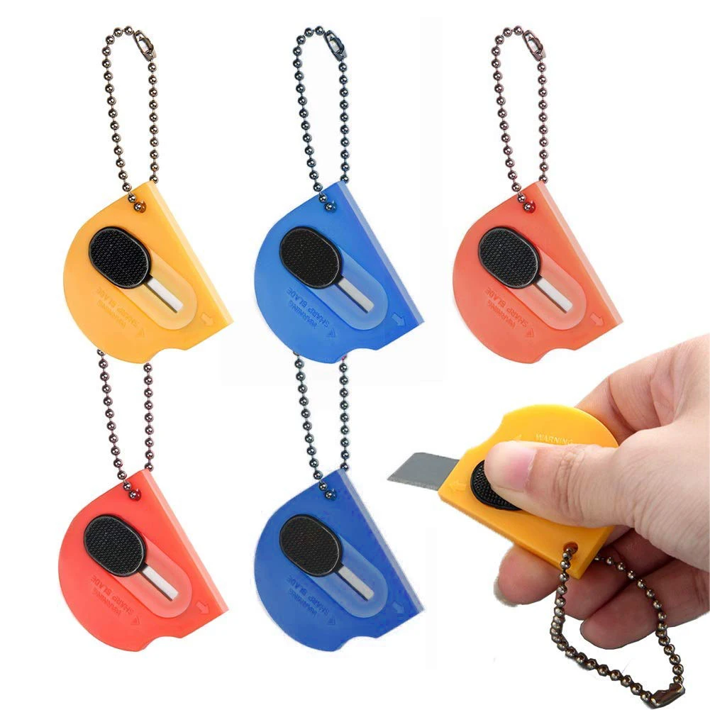 Keychain knife Portable Knife Safe Auto Retractable Utility Paper Express Unpacking Envelope Office Cutting Paper Stationery