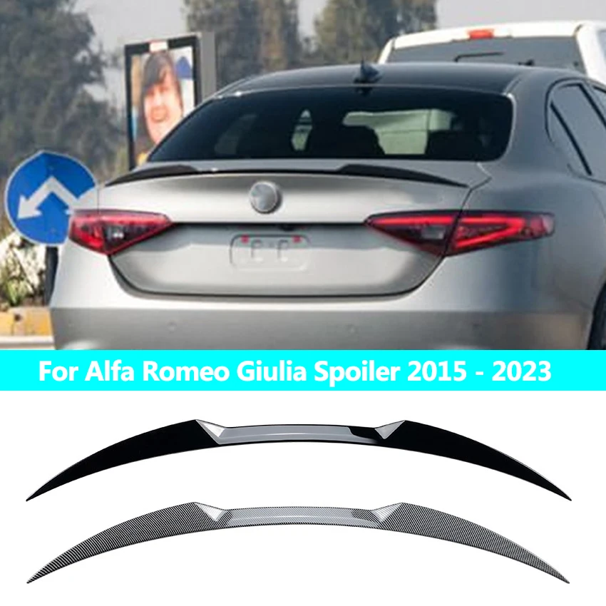 

For Alfa Romeo Giulia Spoiler 2015 - 2023 Car Tail Wings Fixed Wind Spoiler Rear Wing Auto Fixed Wind Wing Gloss Black Accessory