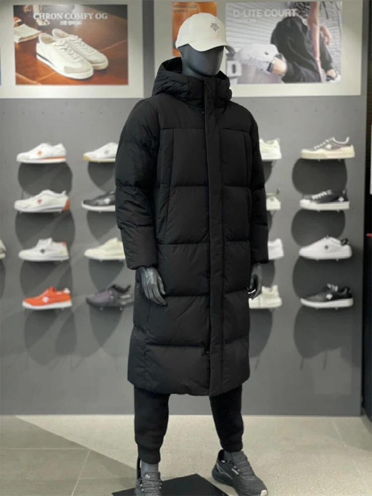 

Зимняя удлиненная утепленная хлопковая куртка для мужчин с капюшоном, теплая тренировочная куртка, молодежная повседневная куртка прямого кроя на молнии, чистый хлопок