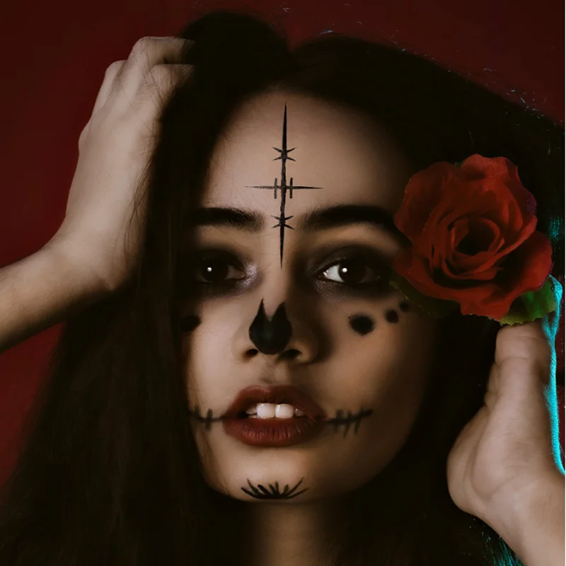 ملصقات وشم الهالوين، ملصقات وجه جرح الندبات، ملصقات مهرجان حفلة العين، الجبين، زينة الوجه، أدوات مكياج الوشم المؤقت
