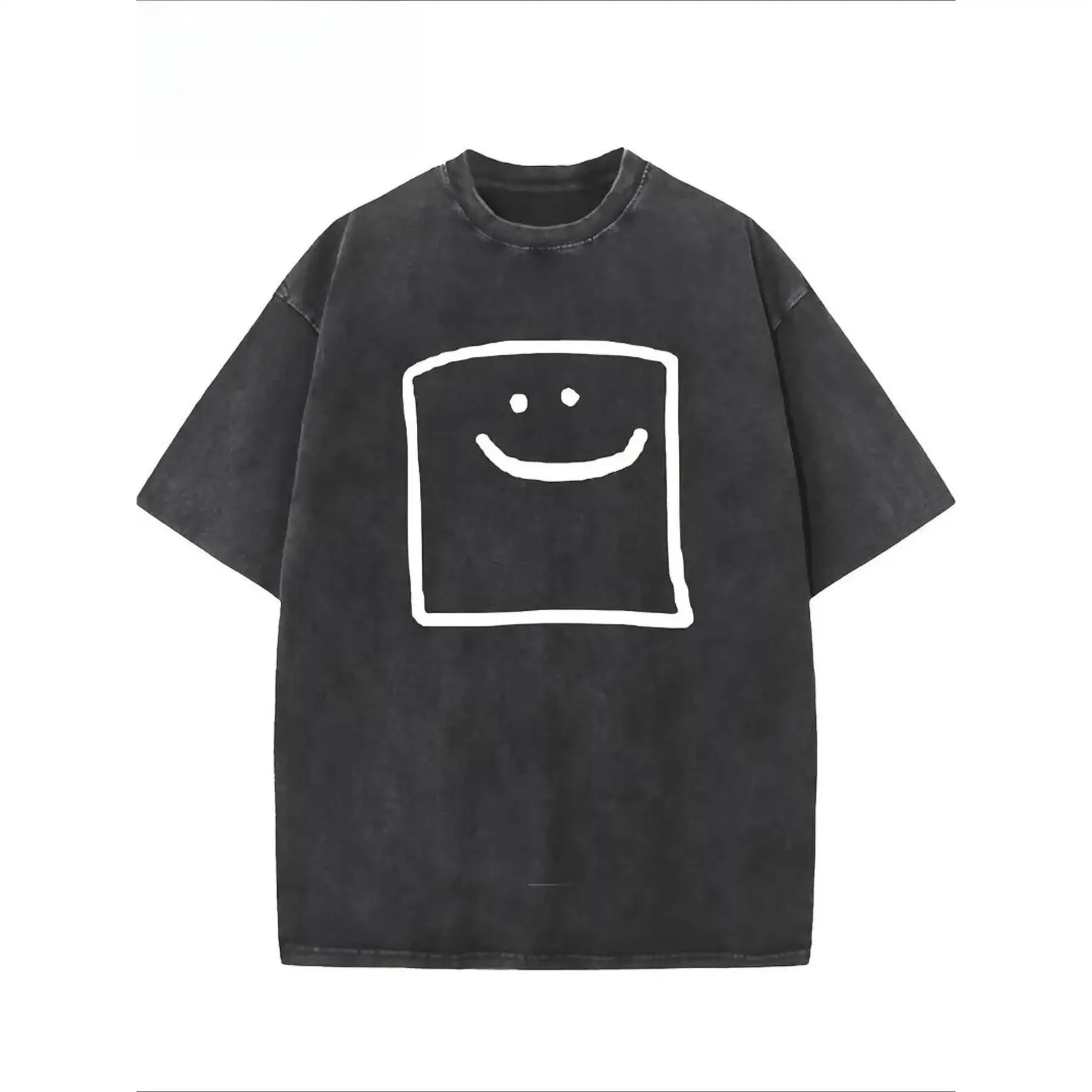 

Washed Cotton, Breathable And Sweat-absorbent, With Interesting Face Pattern Prints, Regular Fit Round Neck, Machine-washable