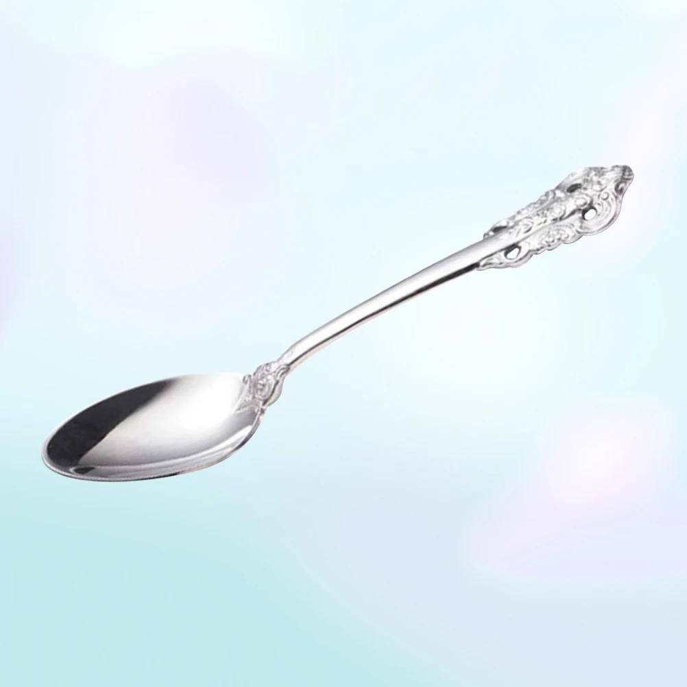 

1pc Stainless Steel Classical Embossment Western Tableware Flatware Spoon For Home Restaurant Hotel Use Tea Dessert Salt Cutlery