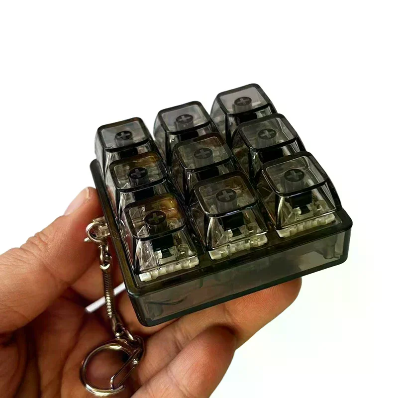 4/9 Keys Mechanical Keyboard Axis Tester LED Keyboard Key Toy Stress Relief DIY Button Keycap Fidget Keychain Toys Gift