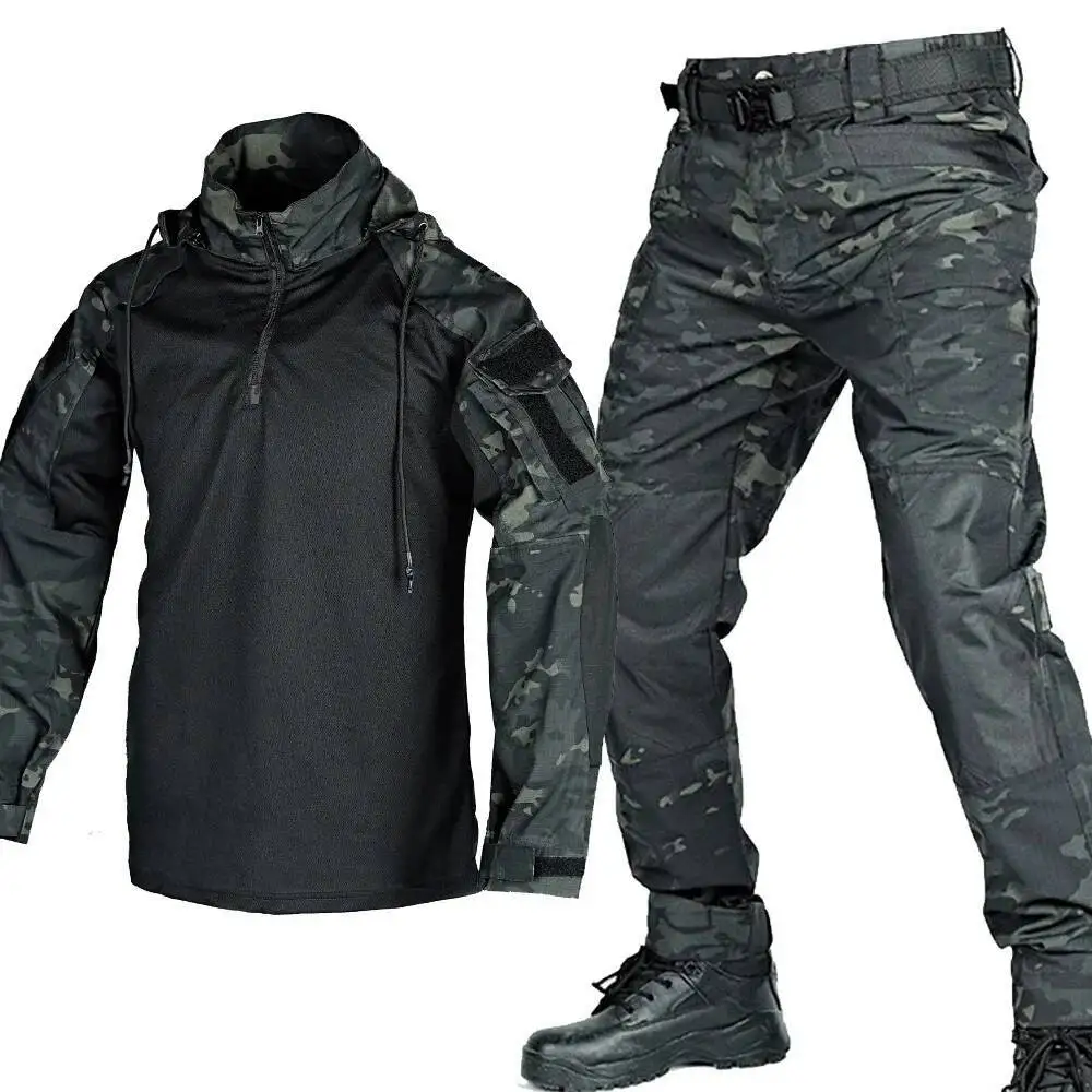 

Tactical Suit Men Shirt Pants Piece Sets FROG Outdoor Training Camouflage Quick Dry Ripstop CS Hiking Hunting