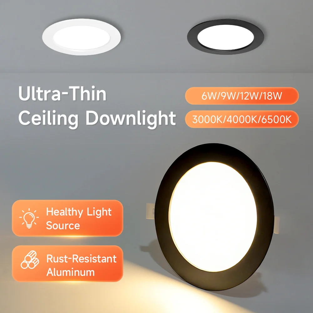 LED Ceiling Downlight Embedded Led Ceiling Spotlights Ultra-thin Downlight Tricolor Spot Lamps For Living Room Bathroom Corridor