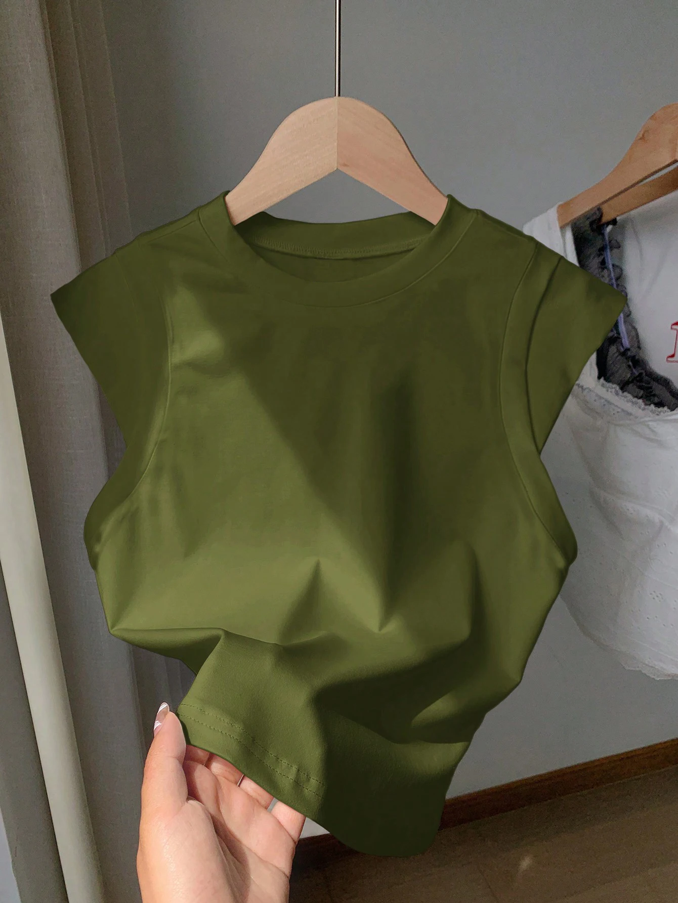 Luxury Soft Stretch Cap Sleeve Crop Top Women Round Neck Solid Slim Fit Multi Neutral Tone Elegant Daily Casual Layering Vest