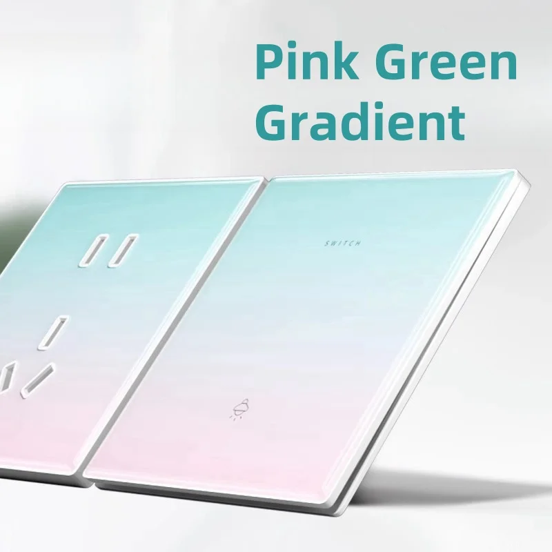 Ultra Thin Switch Tempered Glass Gradient 1 Gang 2 Control Switch 86 Type Concealed Panel Household Use Comfortable Touch