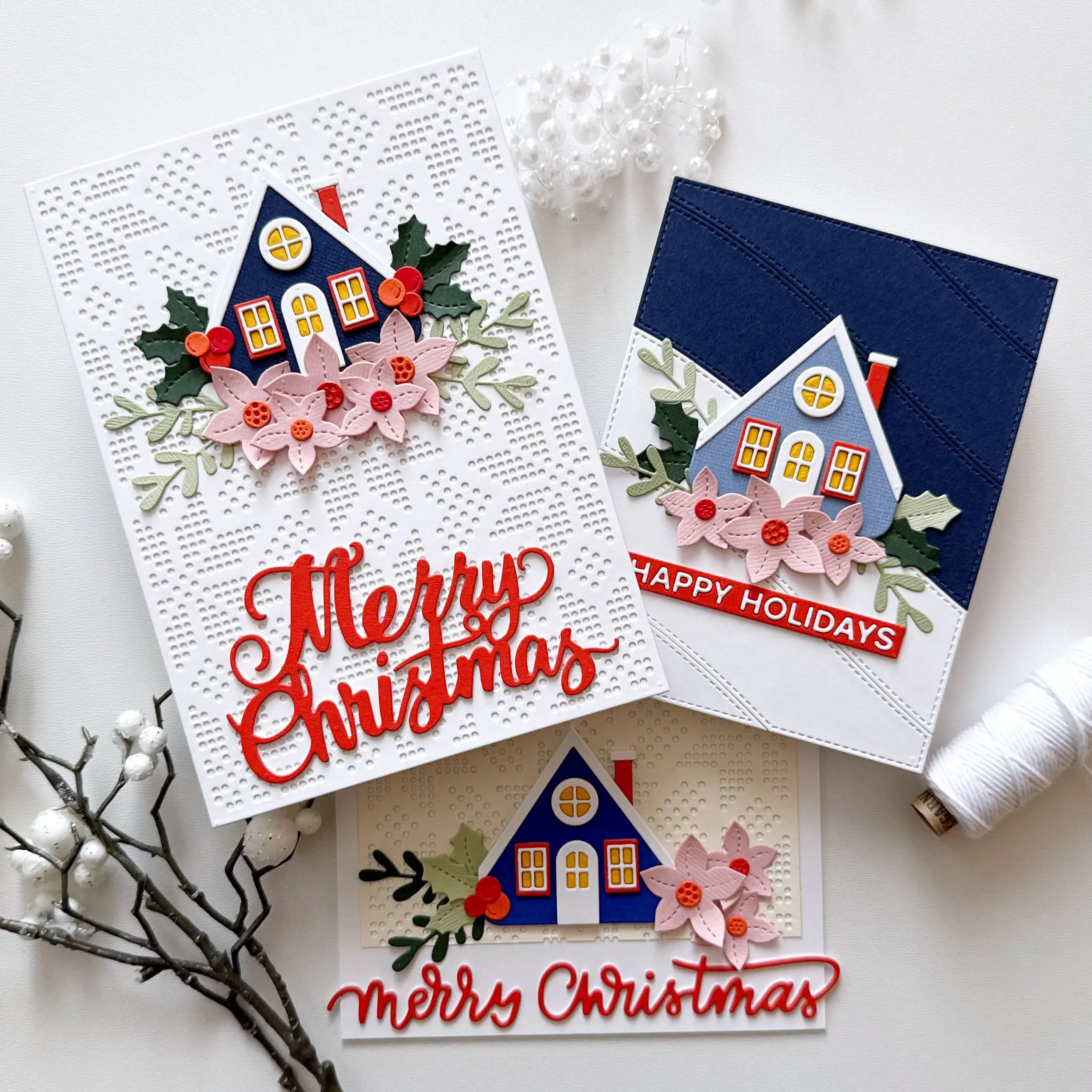 Winter Cottage Red Panda Penguin Express Christmas Metal Cutting Dies for DIY Making Card Scrapbook Embossed Paper Album Craft
