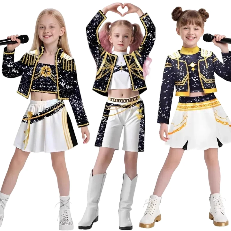 

Anime Kpop Demon Cosplay Hunter Rumi Zoey Mira Costume Children Stage Performance Dress Full Set for Women Halloween Party
