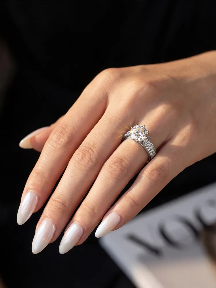 1CT Zertifizierter Moissanit-Diamant Gold Weißer Stein Damen-Verlobungsring Echtes 925 Sterling Silber Hochwertiger Edel-Schmuck – Detail 4