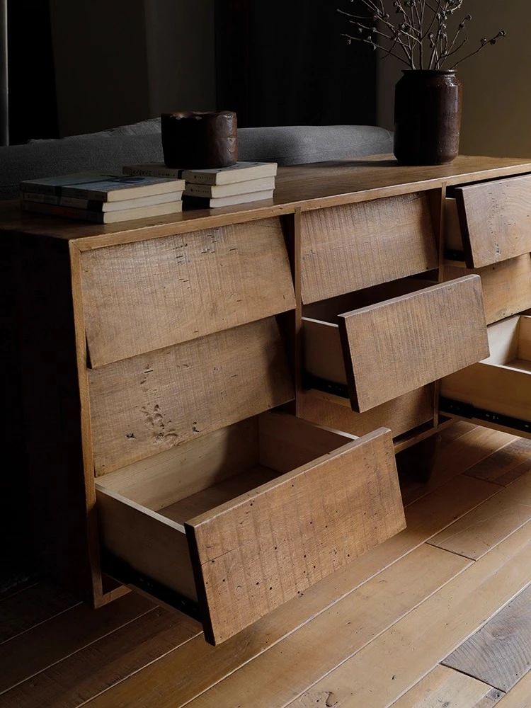 خزانة من الخشب الصلب ذات تسعة دلاء، وخزانة تخزين الرياح على الطراز الياباني، وخزانة جانبية معقدة في العصور الوسطى #4