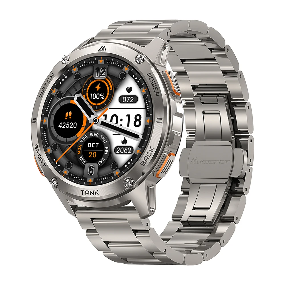 Оригинальные умные часы KOSPET TANK T3 для мужчин, 500 мАч, военные умные часы, прочные AOD AMOLED, Bluetooth-вызов, водонепроницаемые мужские часы