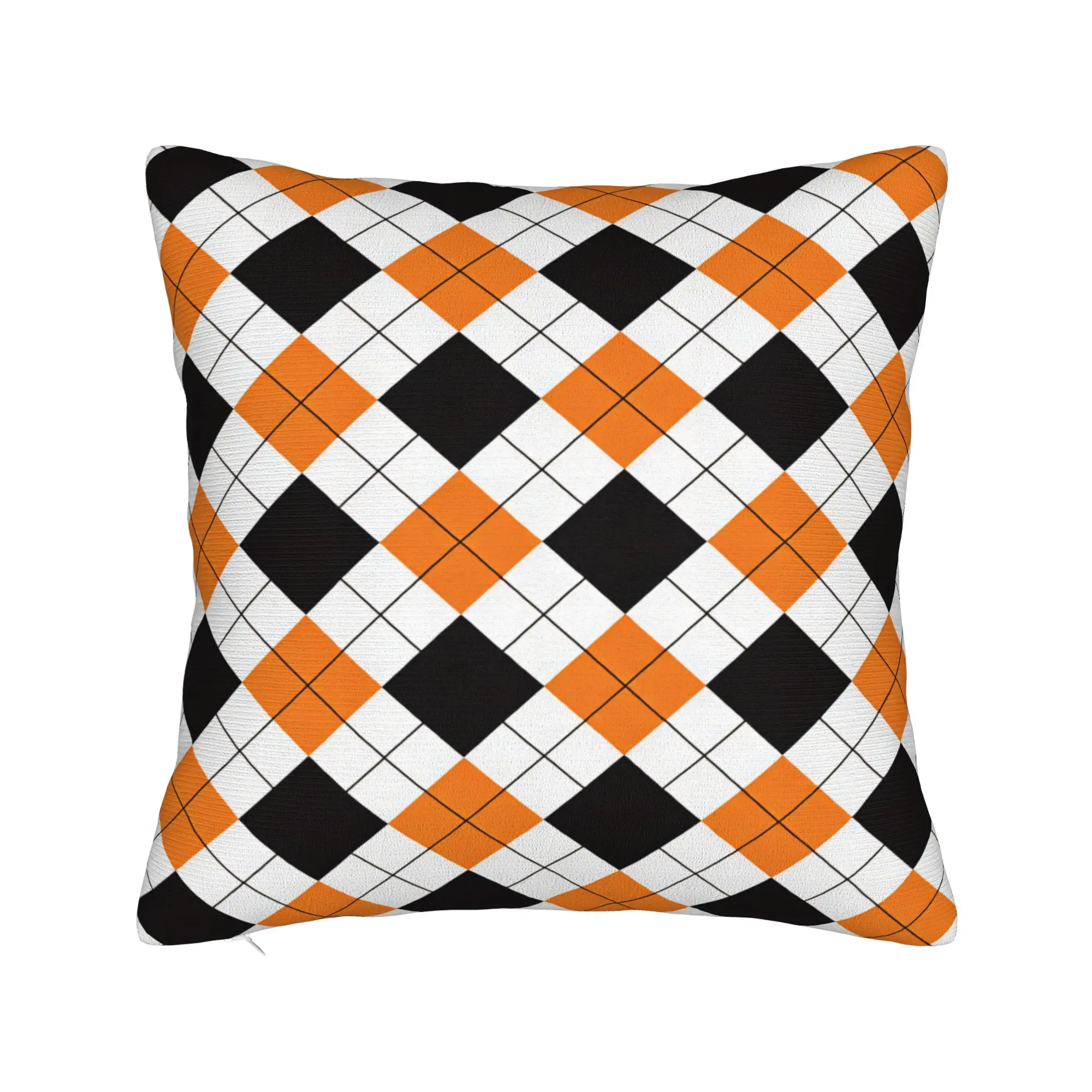 Orange Black Argyle Diamond Pillowcases  Funny Pillow Case For Living Room Sofa Comfy Pillow Cover