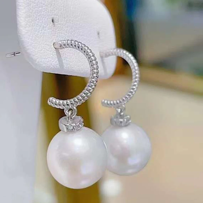 

SGARIT Concise S925 Sterling Silver Semi Closed Earrings Natural Freshwater Edison White Pearl Earring for Woman Party