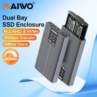 MAIWO Dual Bay M.2 NVMe SSD Enclosure Offline Clone 20Gbps USB C 3.2 Gen2 External Case Hard Drive Disk Copy Storage Box Copier