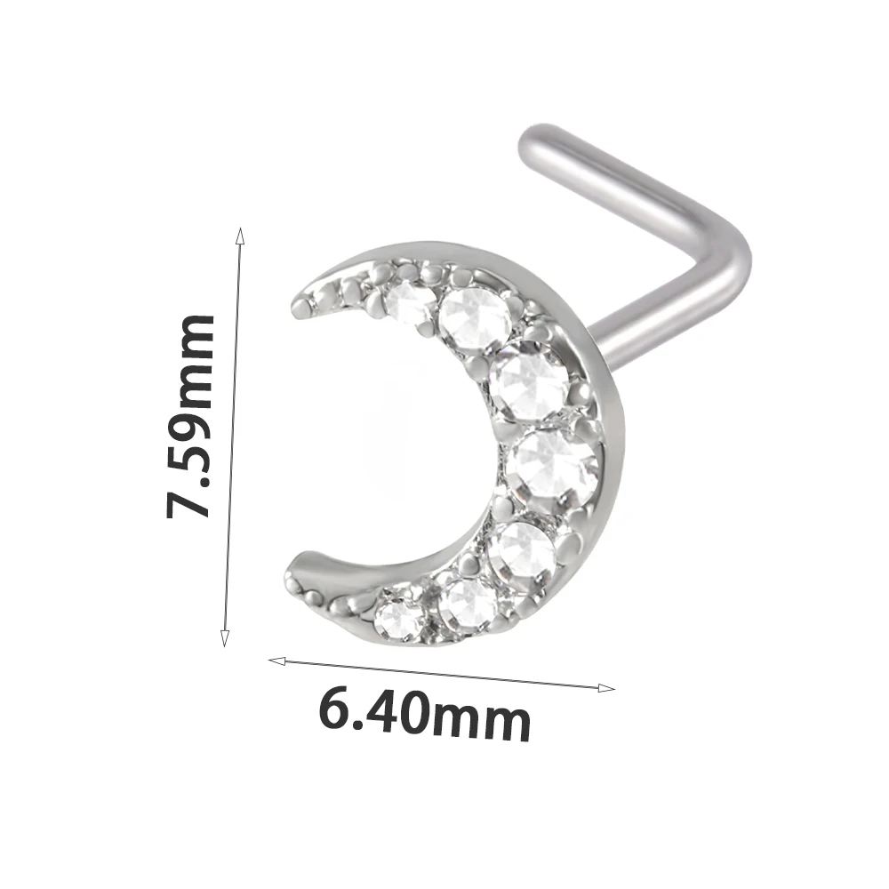 1PC Surgical Steel Nose Bone Ring Cz Cross flowers Butterfly Wings Top Screw Nose Piercing Retainer Holder Nazir Stud Jewelry image 3