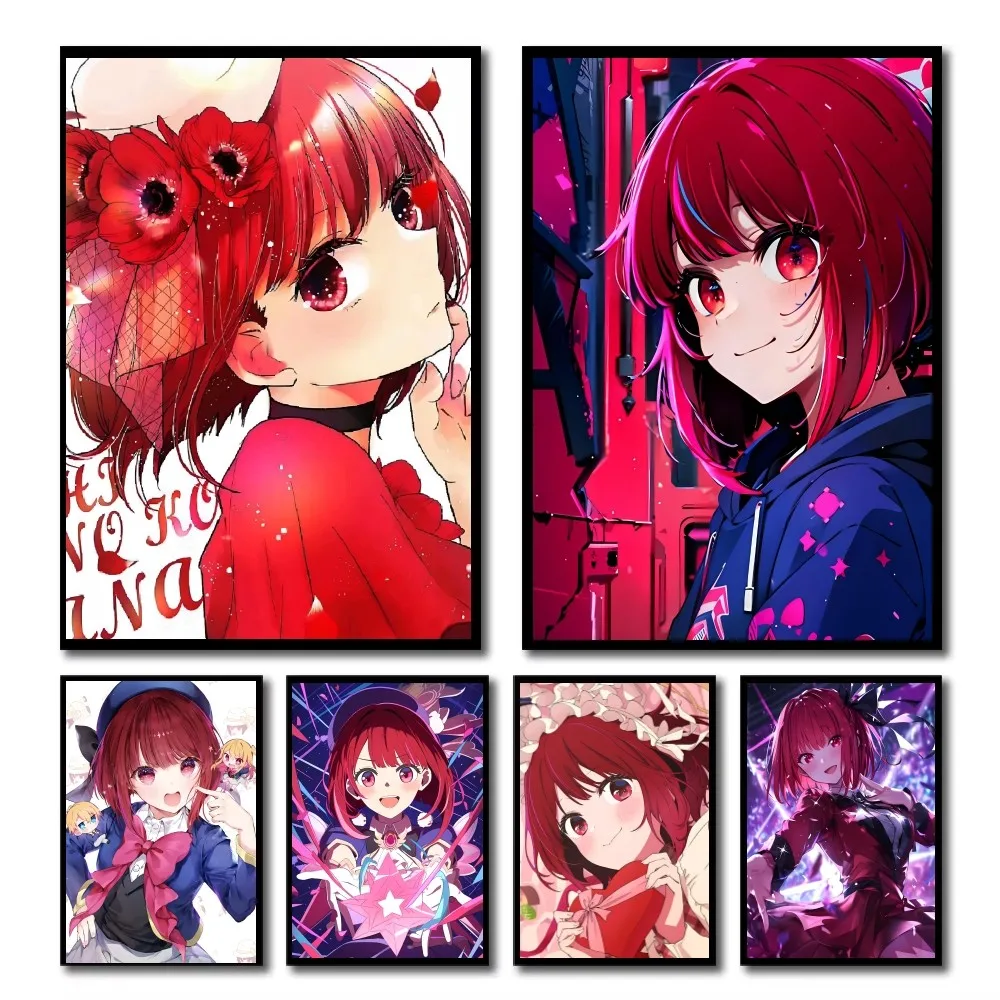 Póster de personajes de Anime o-oshi n-no Ko, arte autoadhesivo, pegatina de papel impermeable, decoración de pared de habitación, cafetería, Bar