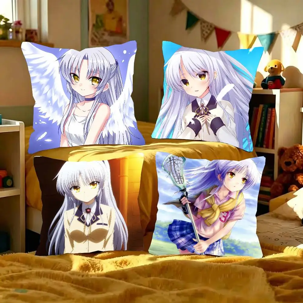 Tachibana Kanade Anime A-Angel Beats Pillow Case Fashion Square Pillowcase Bedroom Sofa Room Ins Decoration Leisure
