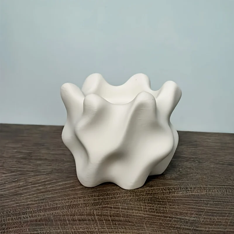 Pot de fleurs géométrique rétro moderne pour intérieur/extérieur avec trou de drainage - Pot de plante de forme irrégulière, adapté aux plantes succulentes